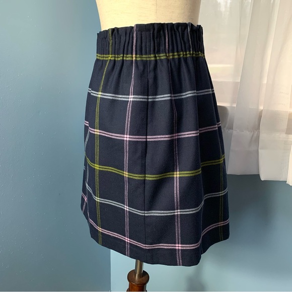 J. Crew Navy Windowpane Plaid Sidewalk Skirt - Picture 5 of 6